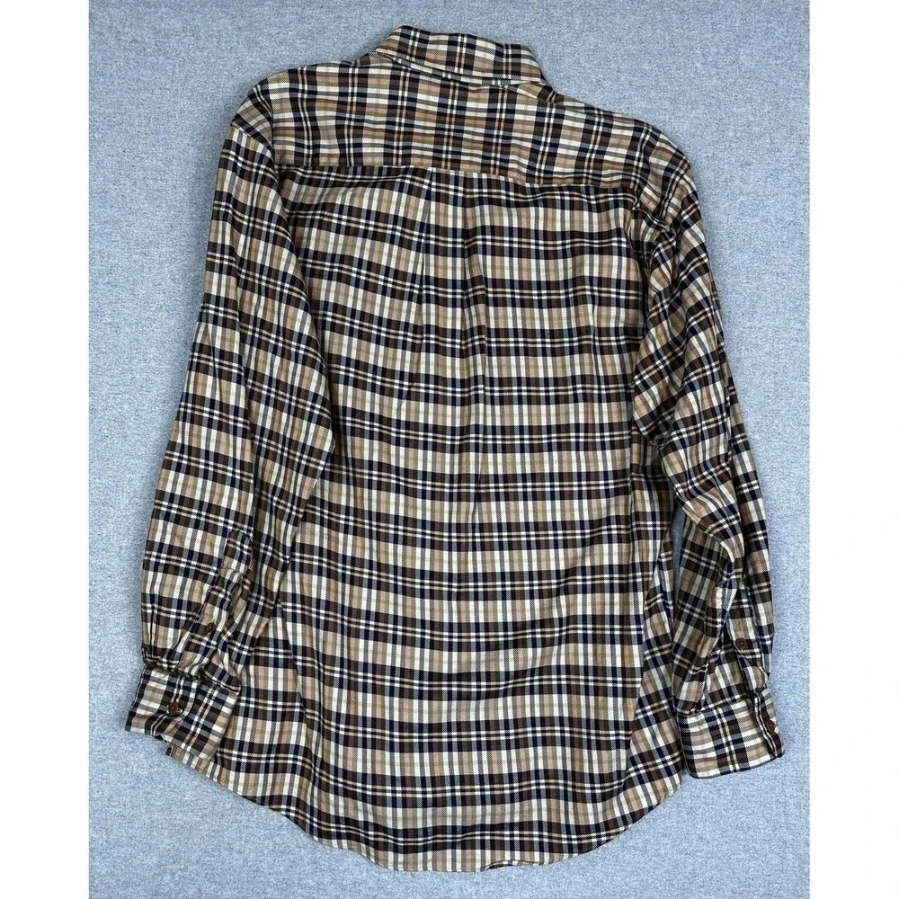 Gitman Bros Shirt Mens Large Beige Plaid‎ Twill Button Down Long Sleeve Pocket